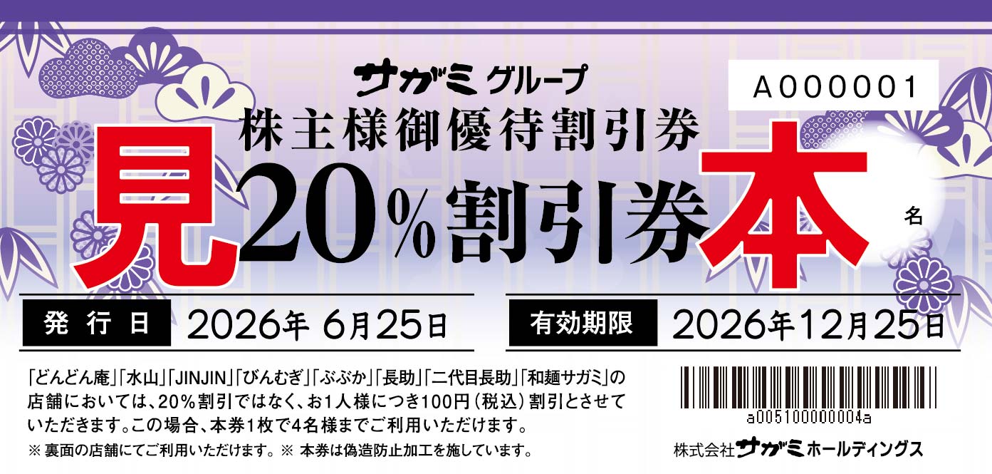 株主優待制度 | 株式会社サガミホールディングス
